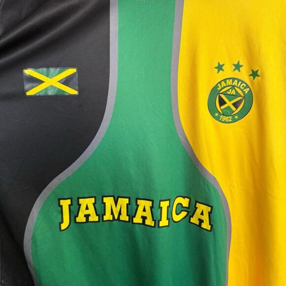 Authentic Brand LMS Sports Jamaica Soccer Jersey XL Green Yellow Athleisure - Picture 2 of 13